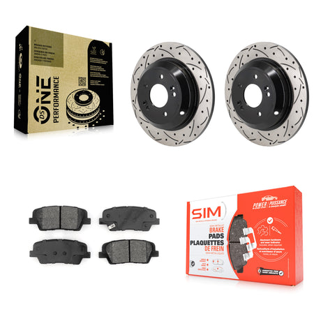 Rear Coated Drill Slot Disc Brake Rotor Semi-Metallic Pad Kit For Genesis G70 Kia Stinger KDS-101167