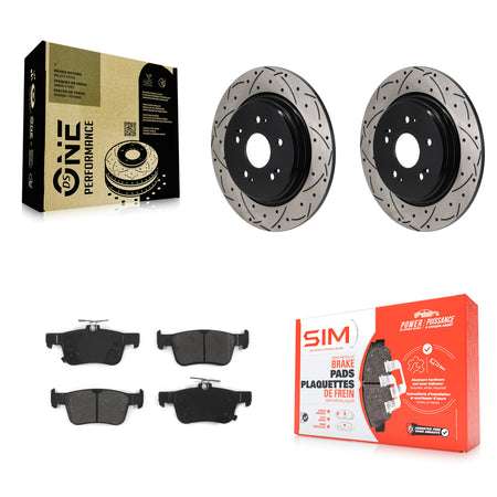 Rear Coated Drilled Slot Disc Brake Rotor & Semi-Metallic Pad Kit For 2019-2021 Acura RDX KDS-101168