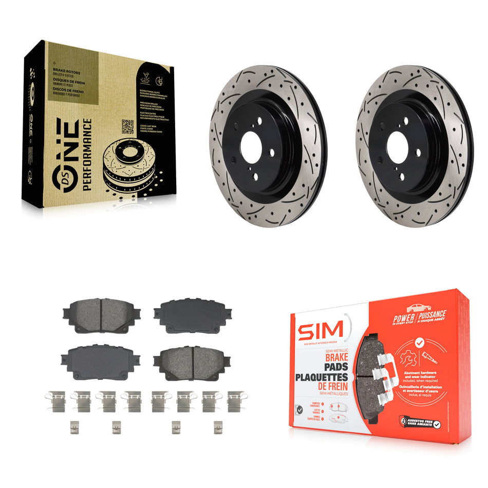 Rear Drill Slot Brake Rotor Semi-Metallic Pad Kit For Toyota Sienna Lexus RAV4 Prime bZ4X KDS-101172