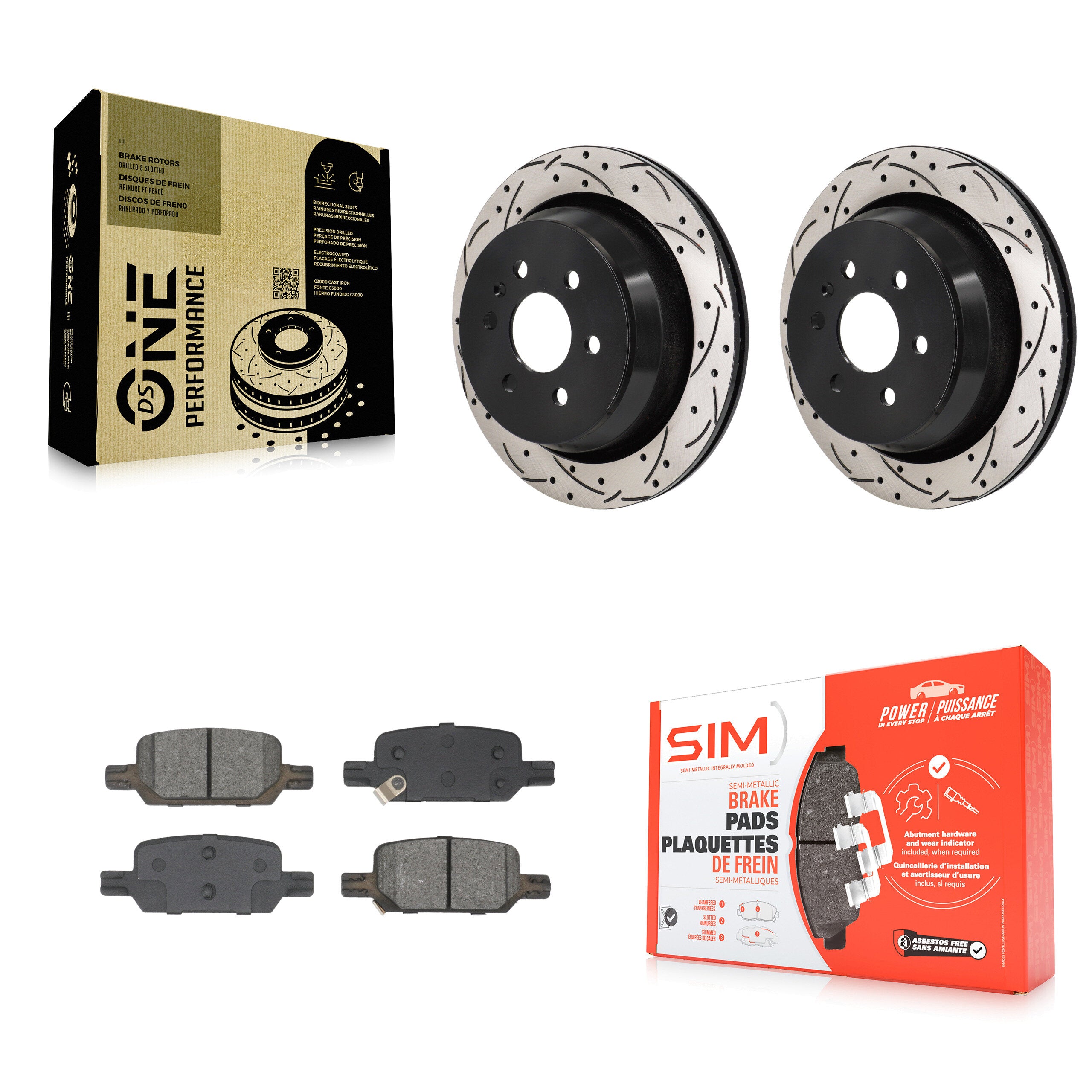 Rear Drill Slot Disc Brake Rotors Semi-Metallic Pad Kit For Chevrolet Colorado GMC Canyon KDS-101177