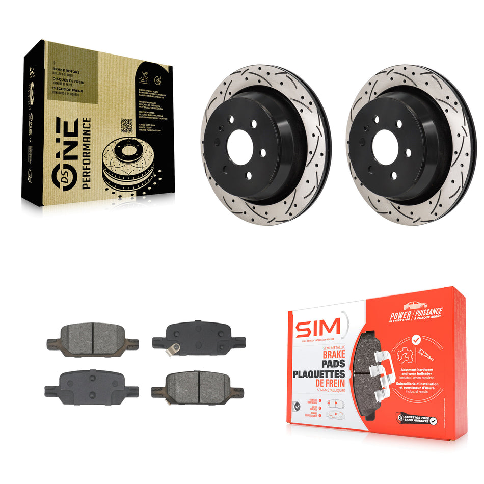 Rear Drill Slot Disc Brake Rotors Semi-Metallic Pad Kit For Chevrolet Colorado GMC Canyon KDS-101177