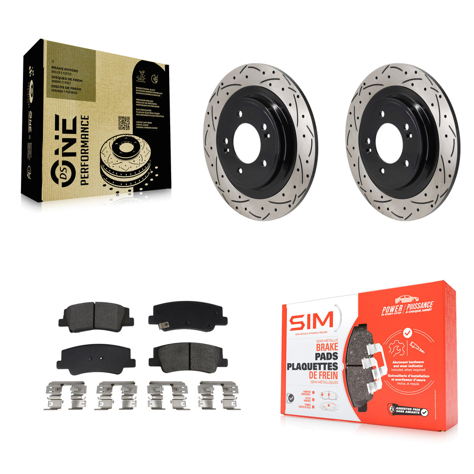 Rear Drilled Slot Disc Brake Rotors Semi-Metallic Pad Kit For Hyundai Tucson Kia Sportage KDS-101184