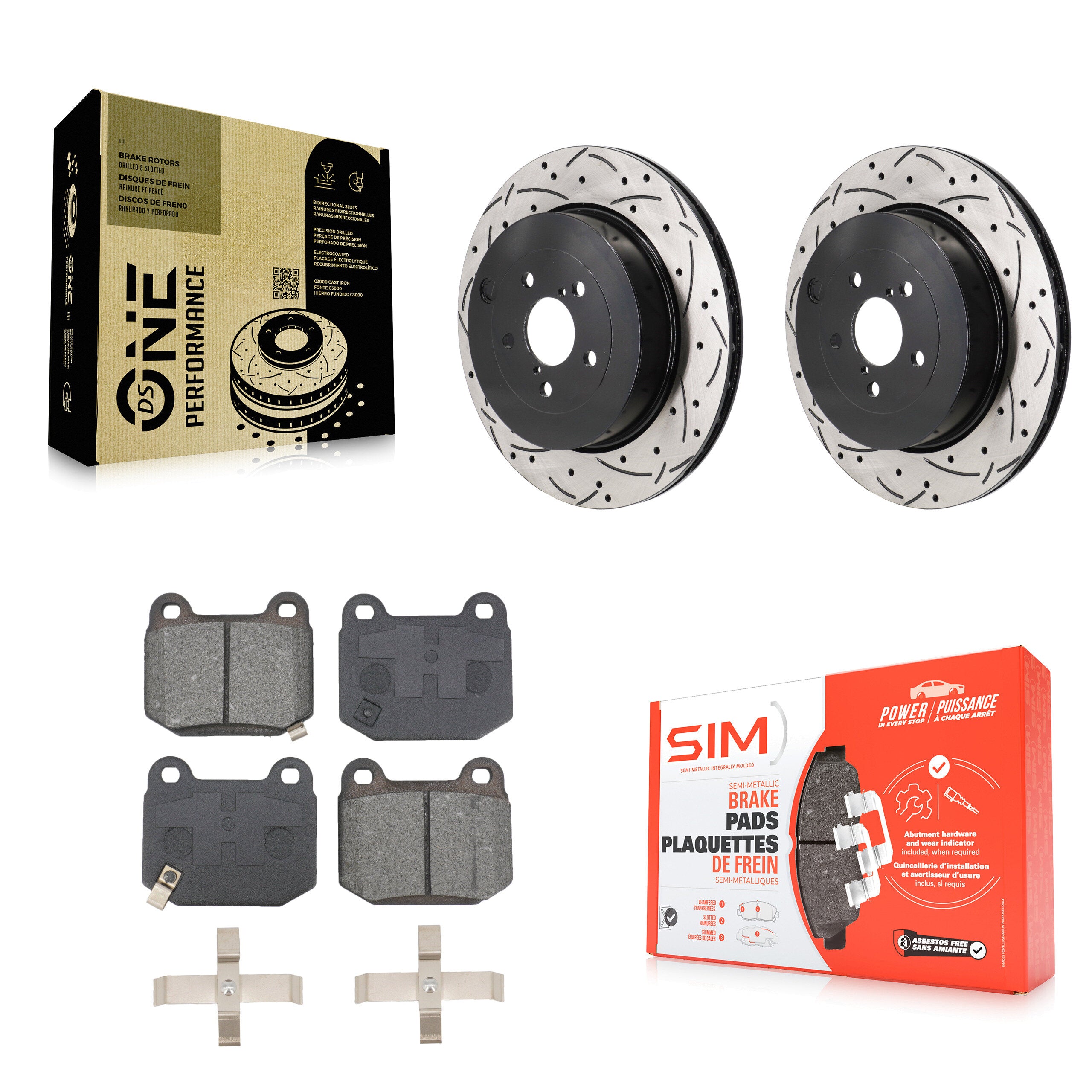 Rear Coated Drilled Slot Disc Brake Rotors Semi-Metallic Pad Kit For Subaru BRZ Toyota 86 KDS-101190