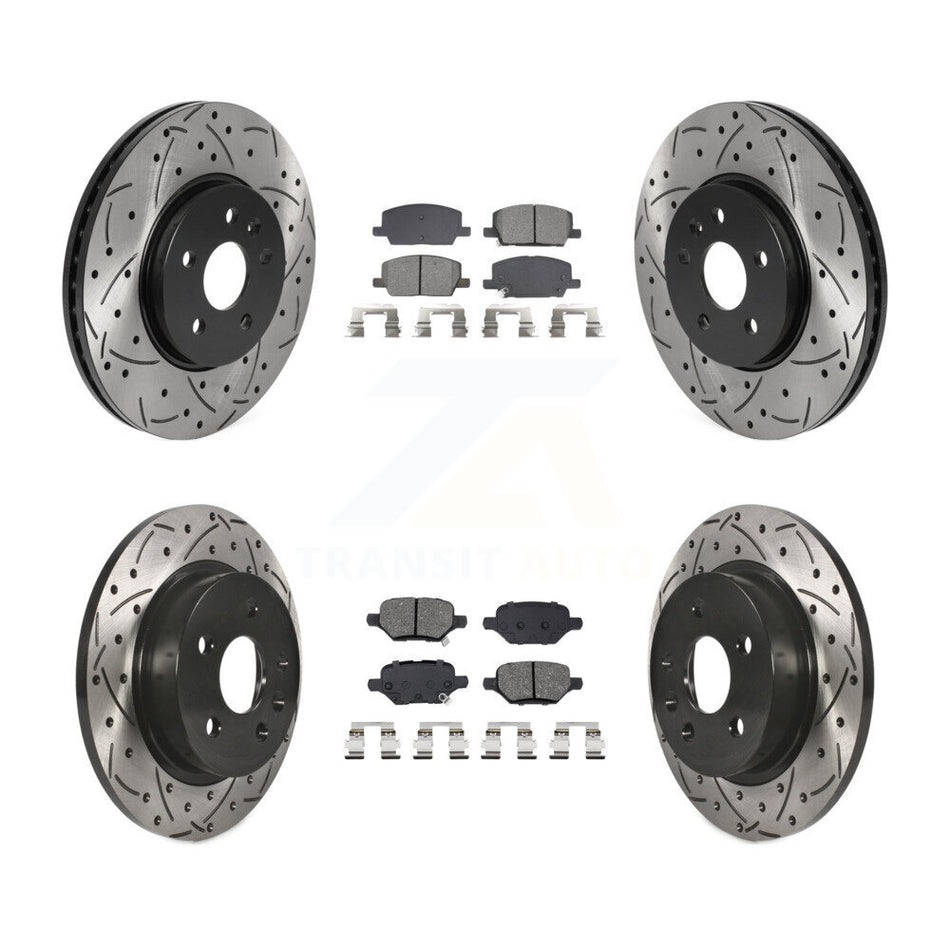 Front Rear Drilled Slot Brake Rotor Semi-Metallic Pad Kit For Buick Encore Chevrolet Trax KDS-101197