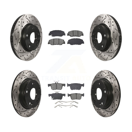 Front Rear Drill Slot Disc Brake Rotors Semi-Metallic Pad Kit For 2019-2022 Honda Insight KDS-101198