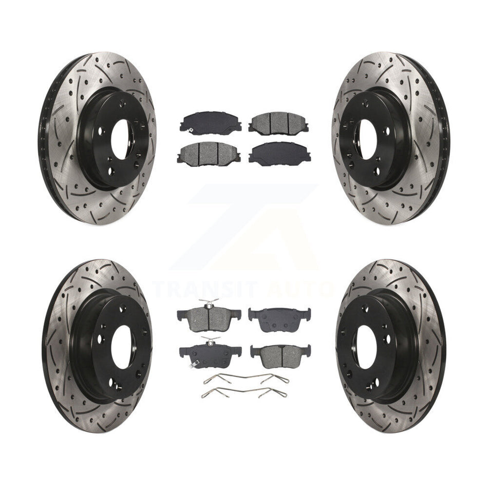 Front Rear Drill Slot Disc Brake Rotors Semi-Metallic Pad Kit For 2019-2022 Honda Insight KDS-101198