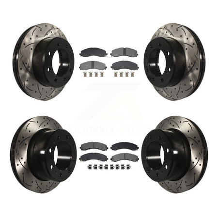 Front Rear Coated Drilled Slotted Disc Brake Rotor And Semi-Metallic Pad Kit For Ram 3500 KDS-101200
