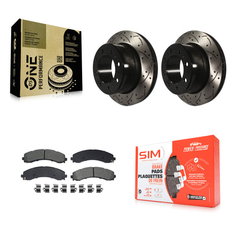 Rear Drill Slot Disc Brake Rotor Semi-Metallic Pad Kit For Ram 3500 With Dual Wheels KDS-101208