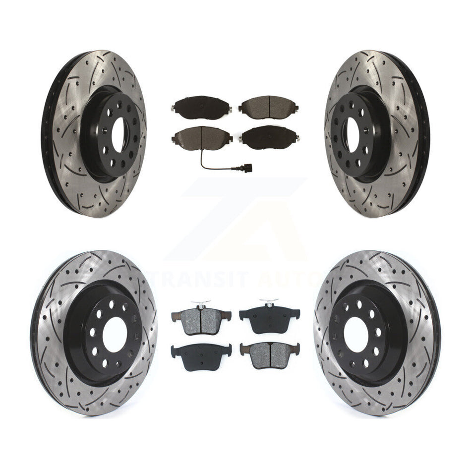 Front Rear Drilled Slot Brake Rotor & Semi-Metallic Pad Kit For Volkswagen Arteon Audi A3 KDS-101563