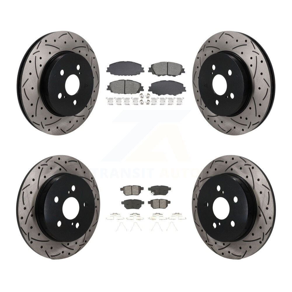 Front Rear Drill Slot Disc Brake Rotor Semi-Metallic Pad Kit For 2019 Toyota Corolla 2.0L KDS-101565