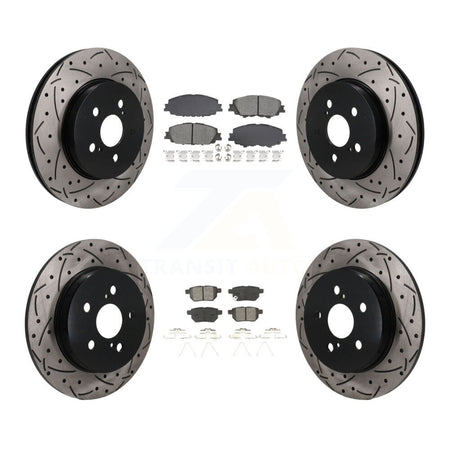 Front Rear Drill Slot Disc Brake Rotor Semi-Metallic Pad Kit For 2019 Toyota Corolla 2.0L KDS-101565