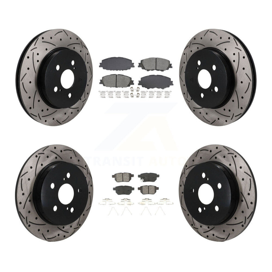 Front Rear Drill Slot Disc Brake Rotor Semi-Metallic Pad Kit For 2019 Toyota Corolla 2.0L KDS-101565
