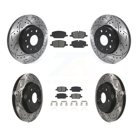 Front Rear Coat Drill Slot Disc Brake Rotor Semi-Metallic Pad Kit For Chevrolet Camaro LT KDS-101571