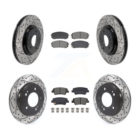 Front Rear Coated Drilled Slot Disc Brake Rotor Semi-Metallic Pad Kit For Hyundai Elantra KDS-101575