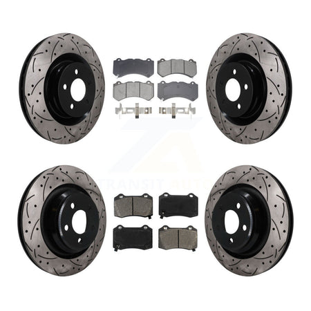 Front Rear Drill Slot Disc Brake Rotor Semi-Metallic Pad Kit For Dodge Challenger Charger KDS-101577