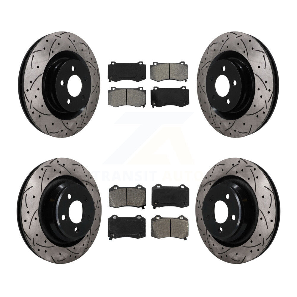 Front Rear Drilled Slot Brake Rotors Semi-Metallic Pad Kit For Dodge Charger Chrysler 300 KDS-101578