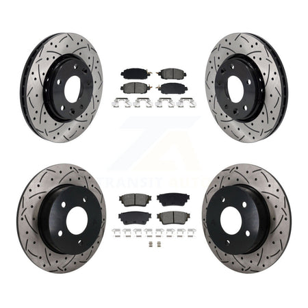 Front Rear Coated Drilled Slotted Disc Brake Rotor Semi-Metallic Pad Kit For Nissan Kicks KDS-101580