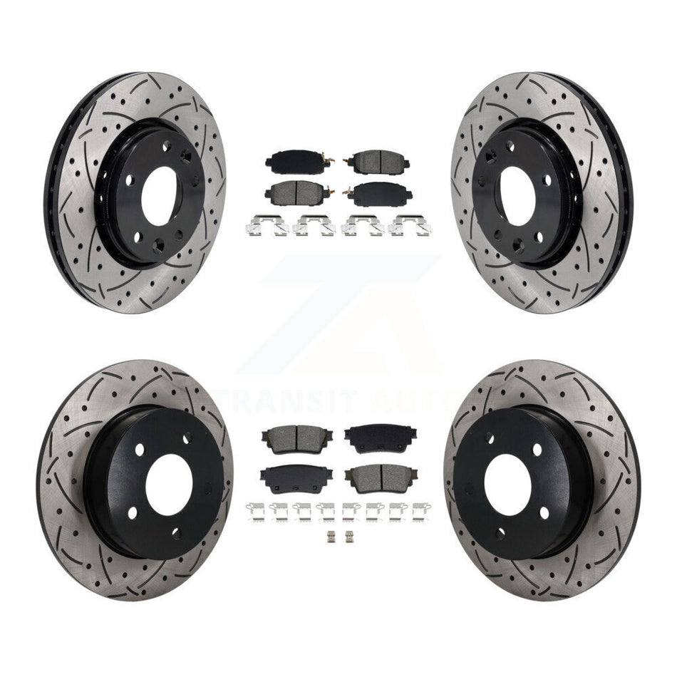 Front Rear Coated Drilled Slotted Disc Brake Rotor Semi-Metallic Pad Kit For Nissan Kicks KDS-101580