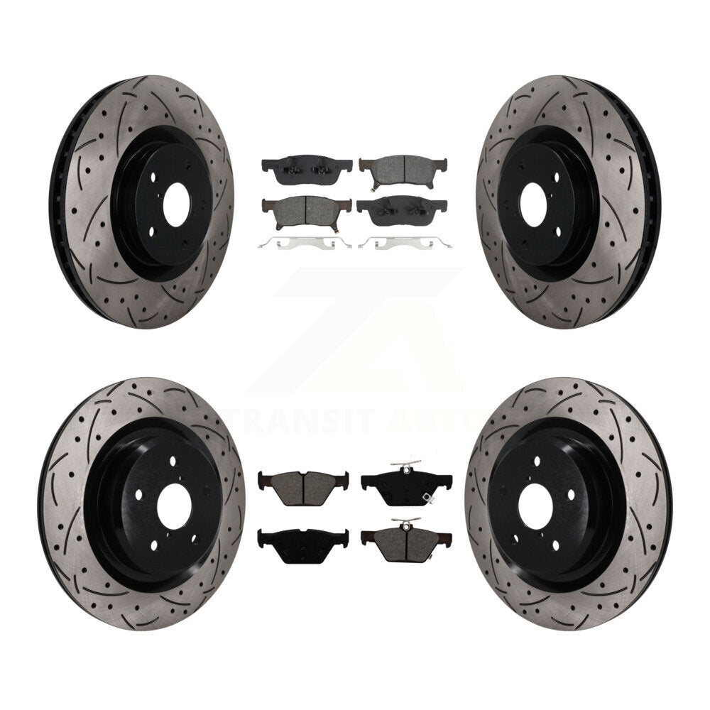 Front Rear Drill Slot Disc Brake Rotors Semi-Metallic Pad Kit For 2019-2024 Subaru Ascent KDS-101583