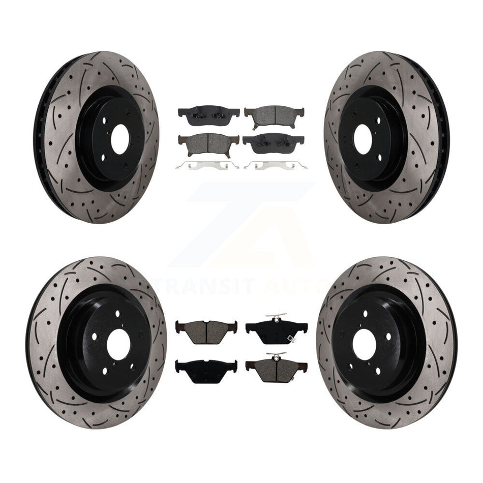 Front Rear Drill Slot Disc Brake Rotors Semi-Metallic Pad Kit For 2019-2024 Subaru Ascent KDS-101583