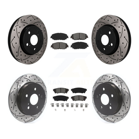 Front Rear Coated Drilled Slotted Disc Brake Rotors Semi-Metallic Pad Kit For Toyota C-HR KDS-101585