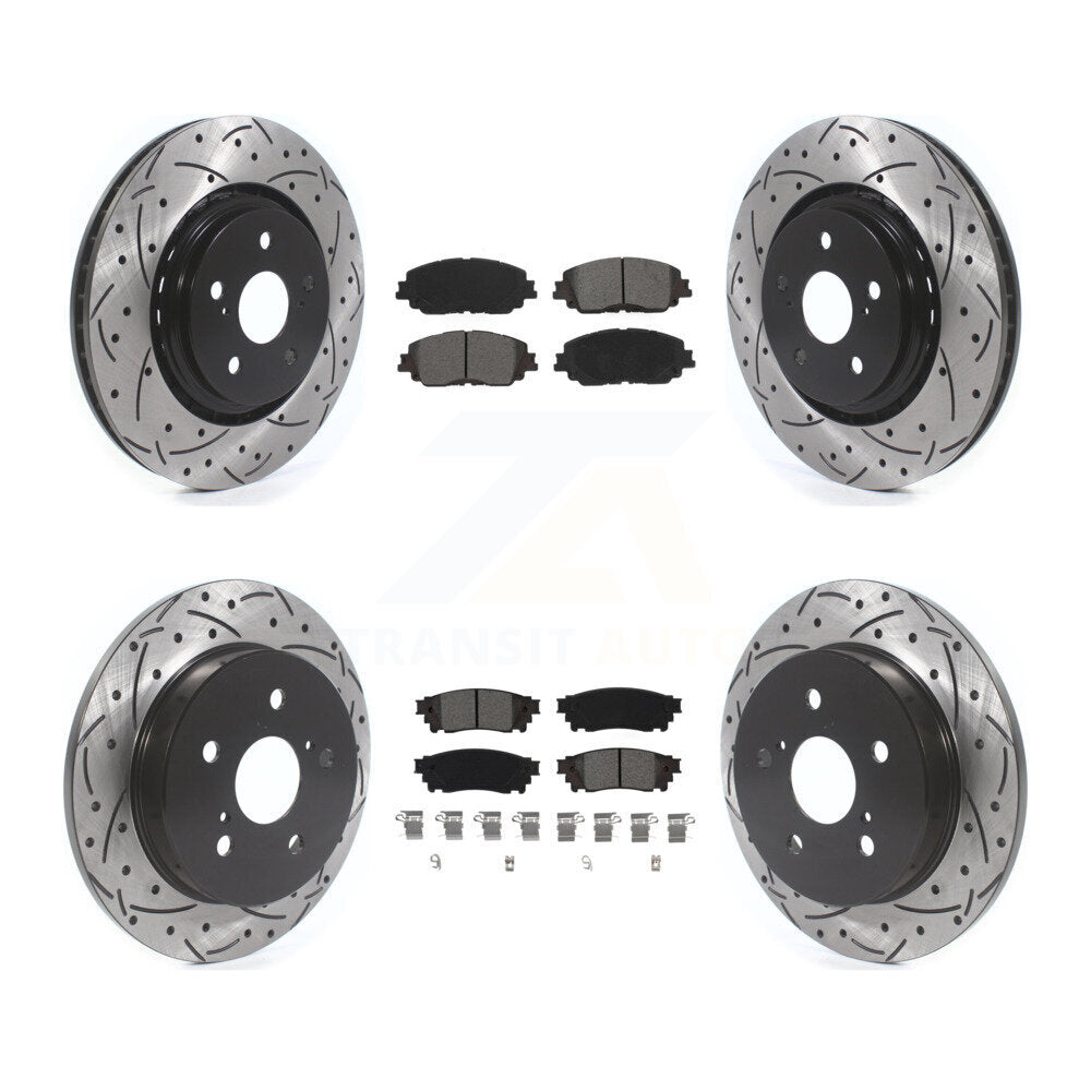 Front Rear Drill Slot Brake Rotor Semi-Metallic Pad Kit For Toyota Camry With TRD Package KDS-101587