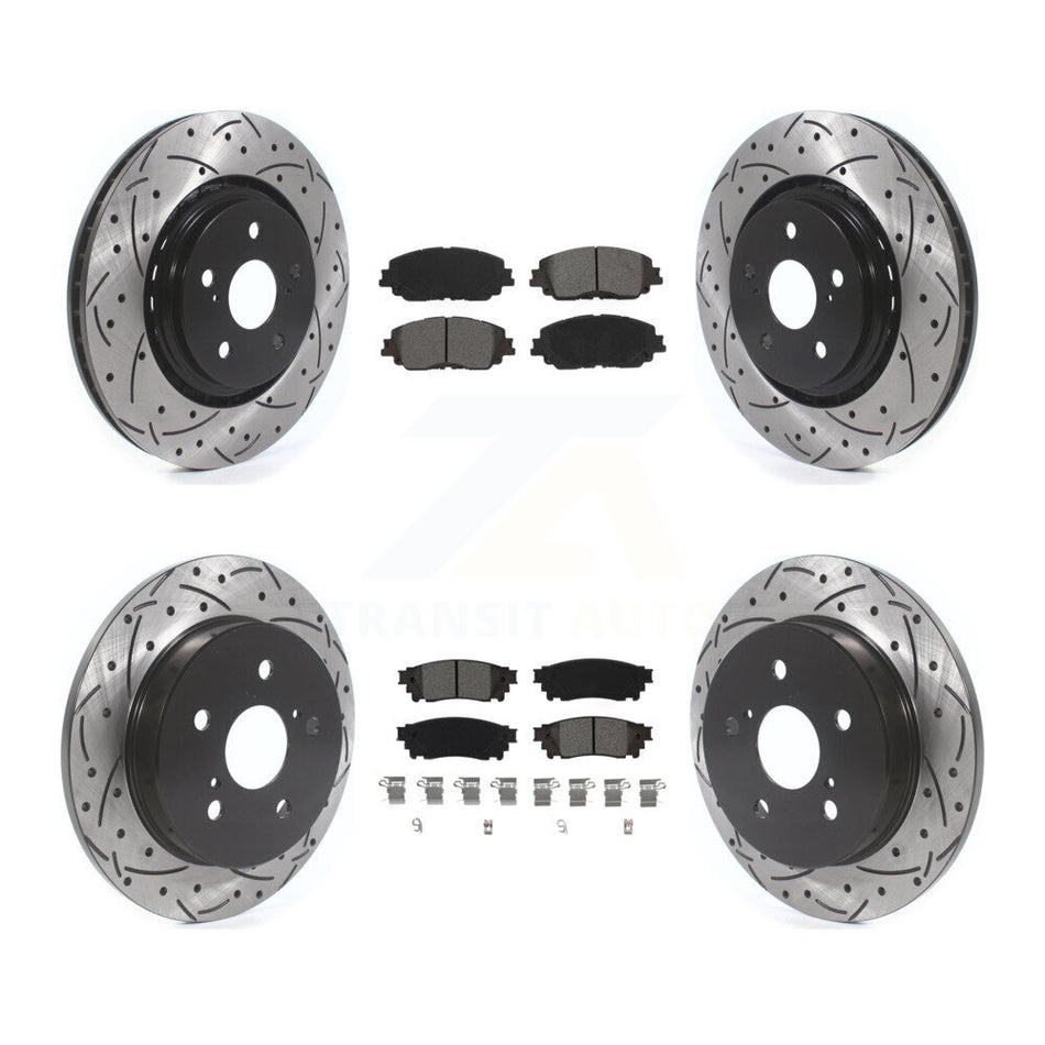 Front Rear Drill Slot Brake Rotor Semi-Metallic Pad Kit For Toyota Camry With TRD Package KDS-101587