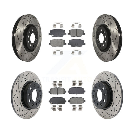 Front Rear Coated Drill Slot Disc Brake Rotor Semi-Metallic Pad Kit For 2023 Jeep Compass KDS-101588