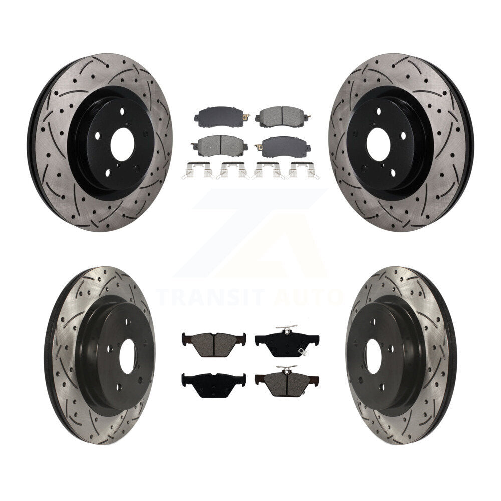 Front Rear Drilled Slot Brake Rotor & Semi-Metallic Pad Kit For Subaru Outback WRX Legacy KDS-101591