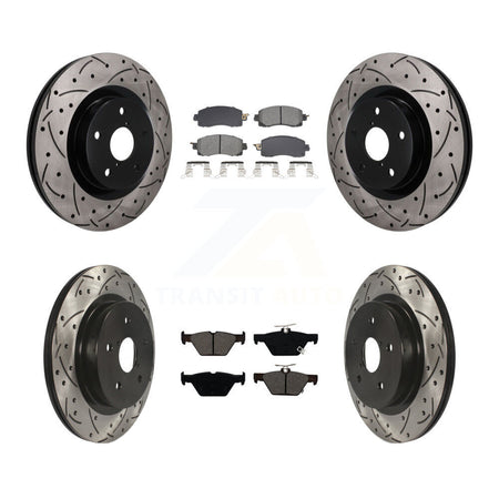 Front Rear Drilled Slot Brake Rotor & Semi-Metallic Pad Kit For Subaru Outback WRX Legacy KDS-101591