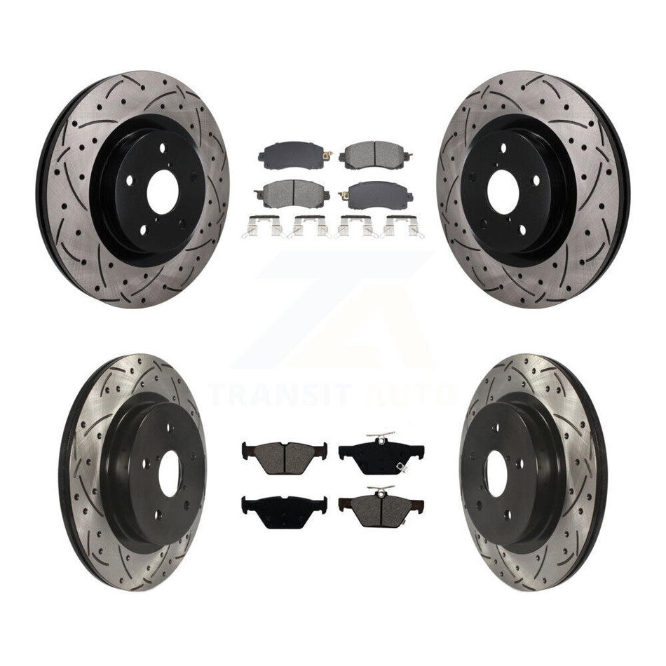 Front Rear Drilled Slot Brake Rotor & Semi-Metallic Pad Kit For Subaru Outback WRX Legacy KDS-101591