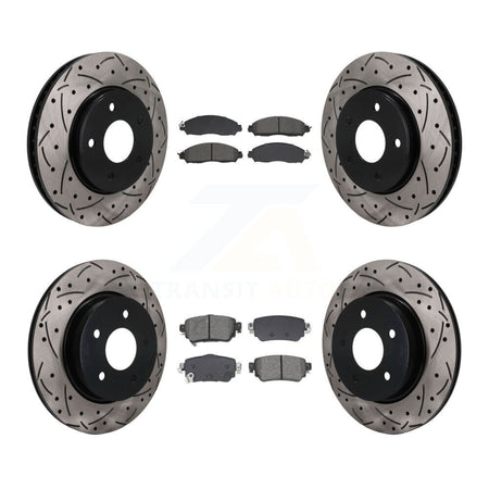 Front Rear Coated Drilled Slotted Disc Brake Rotors Semi-Metallic Pad Kit For Nissan LEAF KDS-101593
