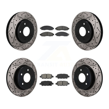 Front Rear Coat Drill Slot Disc Brake Rotors Semi-Metallic Pad Kit For 2018 Nissan LEAF S KDS-101595