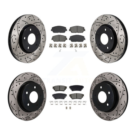 Front Rear Coated Drilled Slotted Disc Brake Rotor Semi-Metallic Pad Kit For Nissan Rogue KDS-101596