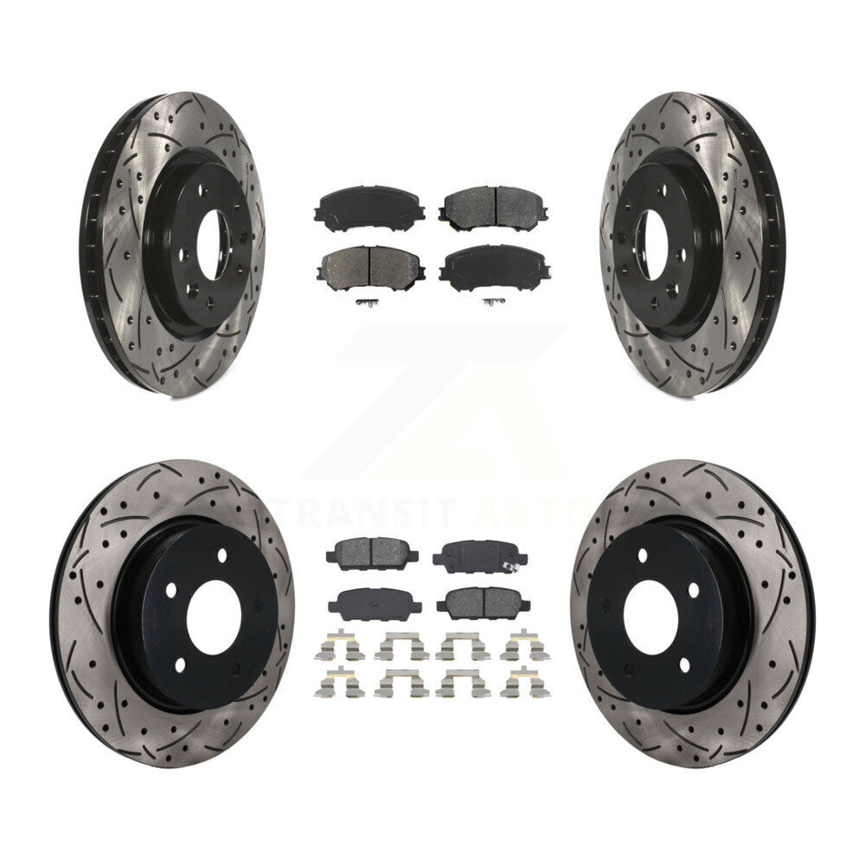 Front Rear Drilled Slot Brake Rotors Semi-Metallic Pad Kit For Nissan Qashqai Rogue Sport KDS-101609