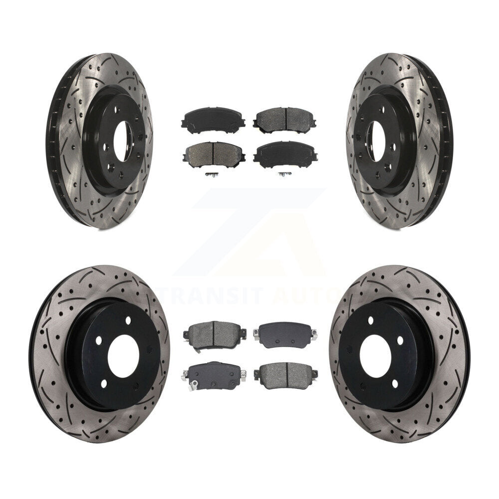 Front Rear Drilled Slot Brake Rotors Semi-Metallic Pad Kit For Nissan Rogue Sport Qashqai KDS-101610