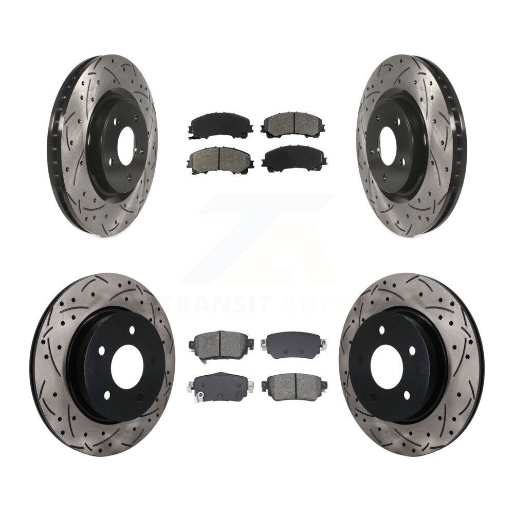 Front Rear Coated Drilled Slotted Disc Brake Rotor Semi-Metallic Pad Kit For Nissan Rogue KDS-101611