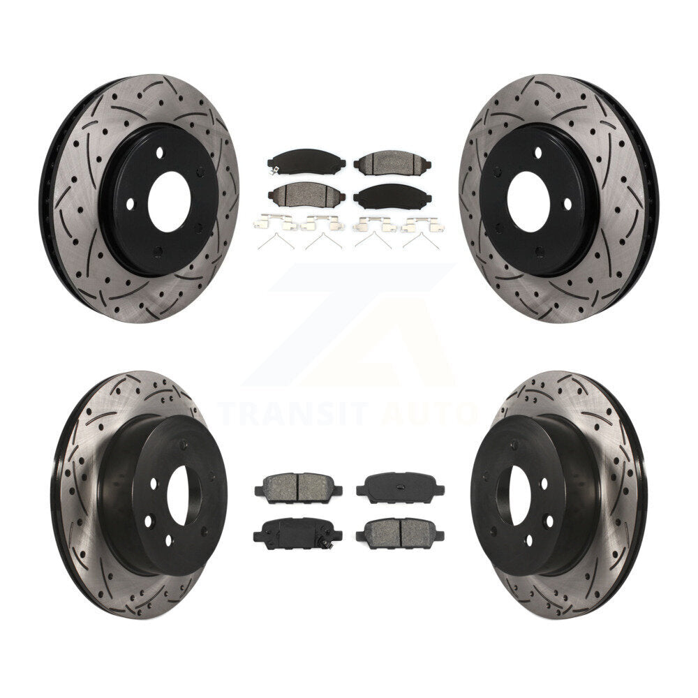 Front Rear Coated Drilled Slotted Disc Brake Rotors Semi-Metallic Pad Kit For Nissan LEAF KDS-101612