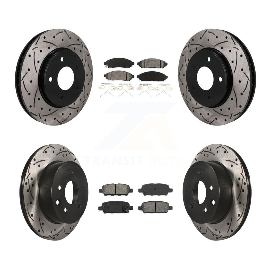 Front Rear Coated Drilled Slotted Disc Brake Rotors Semi-Metallic Pad Kit For Nissan LEAF KDS-101612