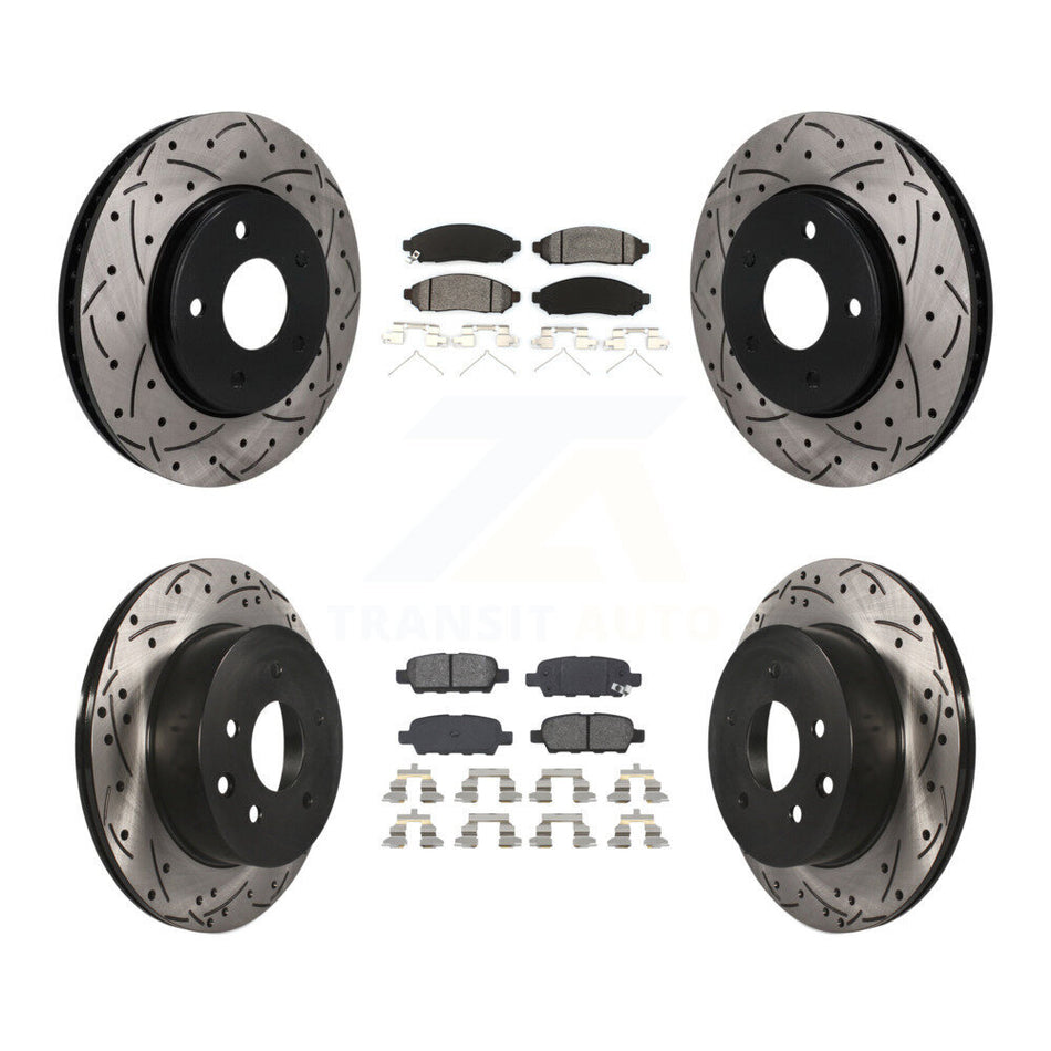 Front Rear Coated Drilled Slotted Disc Brake Rotors Semi-Metallic Pad Kit For Nissan LEAF KDS-101612
