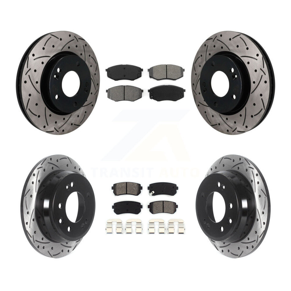 Front Rear Drilled Slot Brake Rotor Semi-Metallic Pad Kit For Hyundai Tucson Kia Sportage KDS-101613