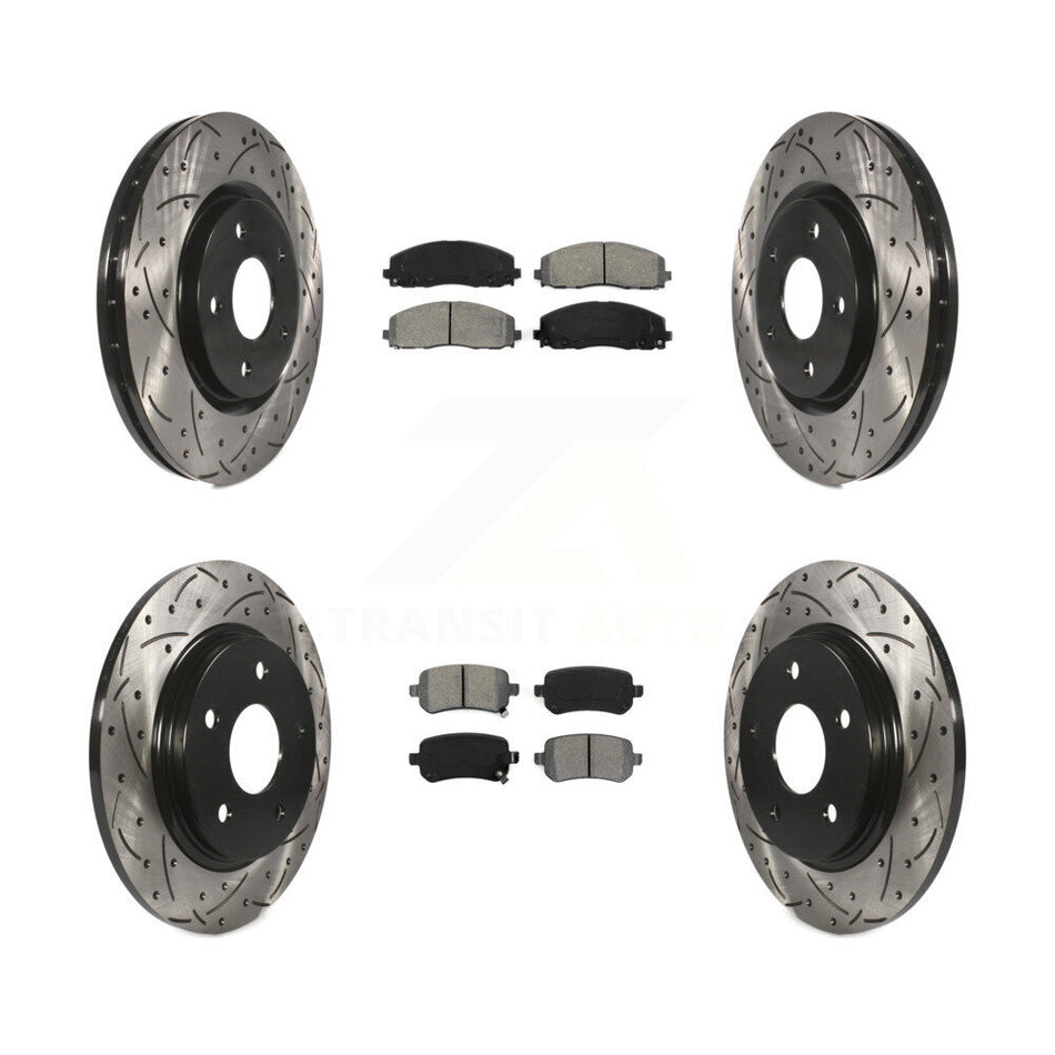 Front Rear Coated Drill Slot Disc Brake Rotor Semi-Metallic Pad Kit For Volkswagen Routan KDS-101614