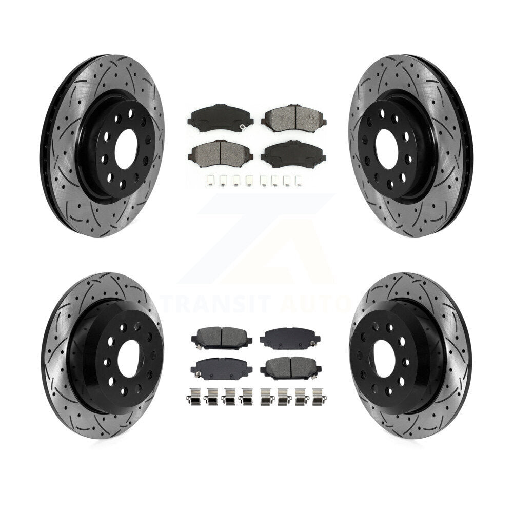 Front Rear Drill Slot Brake Rotor Semi-Metallic Pad Kit For 2018-2020 Jeep Wrangler Sport KDS-101615