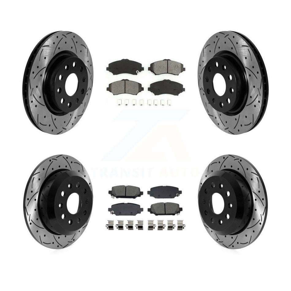 Front Rear Drill Slot Brake Rotor Semi-Metallic Pad Kit For 2018-2020 Jeep Wrangler Sport KDS-101615