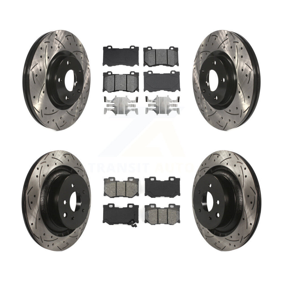 Front Rear Drilled Slot Brake Rotors Semi-Metallic Pad Kit For 2009-2013 INFINITI G37 AWD KDS-101616