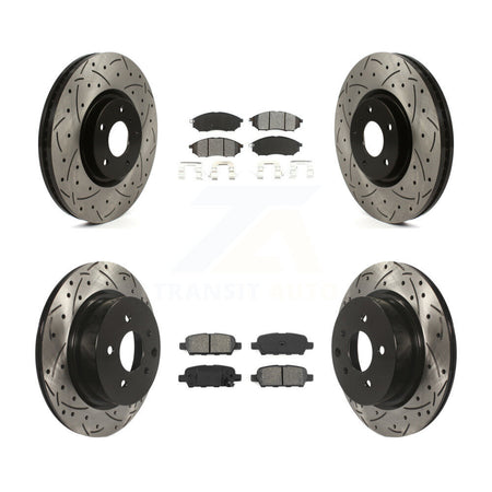 Front Rear Drilled Slot Brake Rotor Semi-Metallic Pad Kit For INFINITI G37 Sedan with RWD KDS-101617
