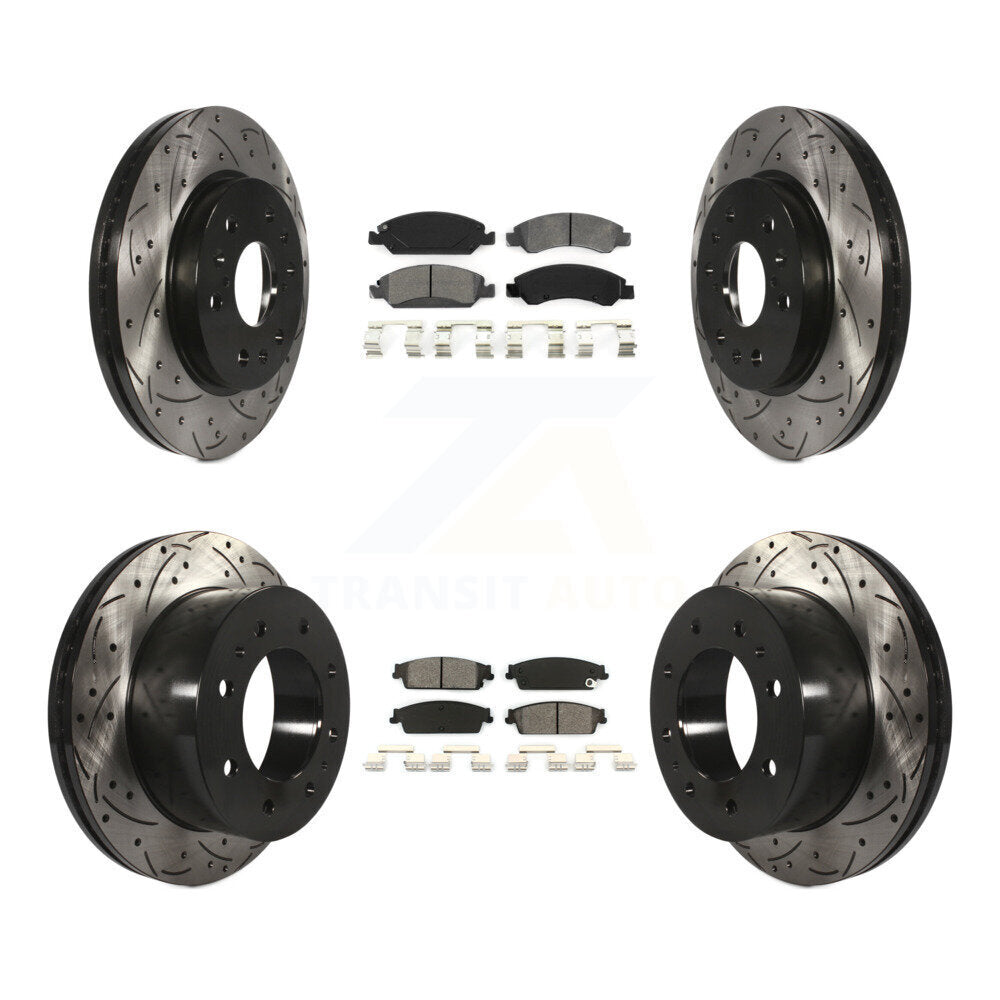 Front Rear Drill Slot Disc Brake Rotor Semi-Metallic Pad Kit For Chevrolet Silverado 1500 KDS-101618