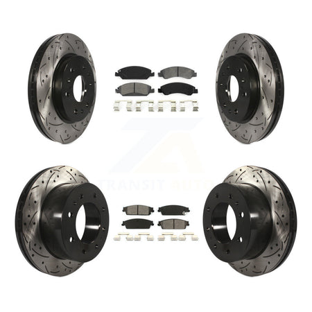 Front Rear Drill Slot Disc Brake Rotor Semi-Metallic Pad Kit For Chevrolet Silverado 1500 KDS-101618