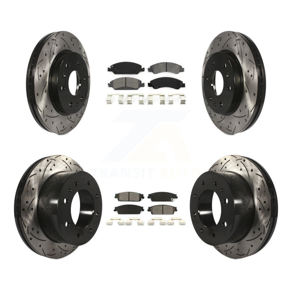 Front Rear Drill Slot Disc Brake Rotor Semi-Metallic Pad Kit For Chevrolet Silverado 1500 KDS-101618
