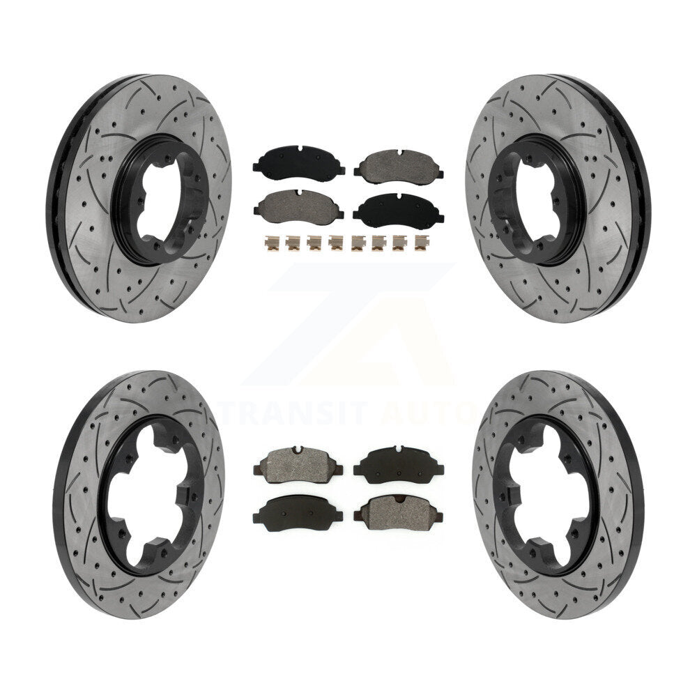 Front Rear Drill Slot Brake Rotors Semi-Metallic Pad Kit For Ford Transit-250 Transit-150 KDS-101619